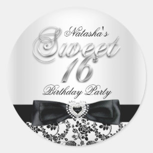 Rond Sticker en argent sweet sixteen Jewel Bow & Lace