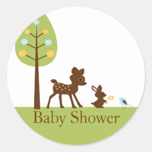 Rond Sticker en Baby shower de Merci pour animaux de bo