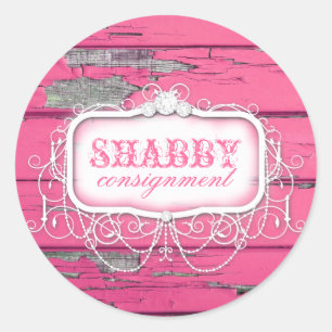Rond Sticker en bois rose Vintage GC Shabby