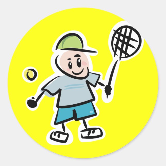 Rond Sticker en caricature de tennis (Devant)