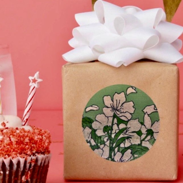 Rond Sticker en cascade en fleurs roses (Créateur téléchargé)