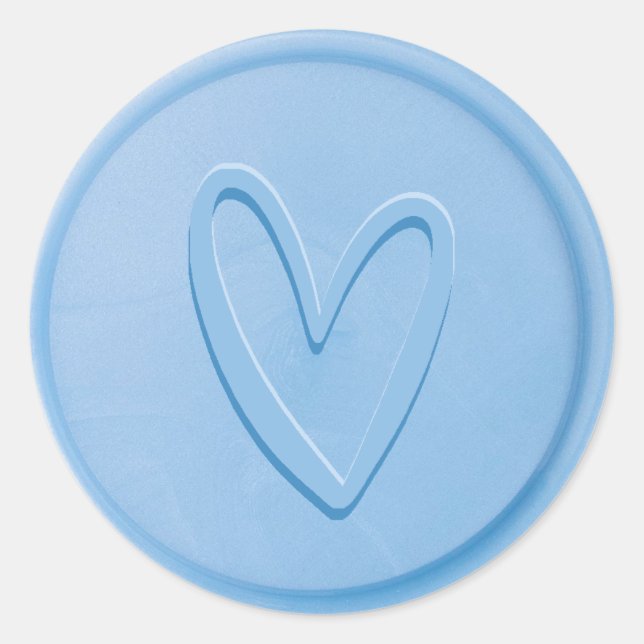 Rond Sticker en cire bleu ciel Love Heart (Devant)