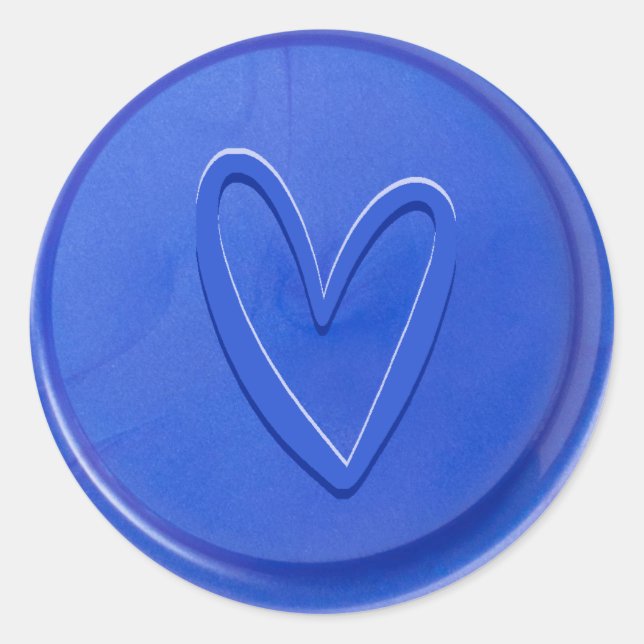 Rond Sticker en cire bleu électrique Love Heart (Devant)