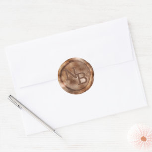 Rond Sticker en cire monogramme en cuivre Bronze