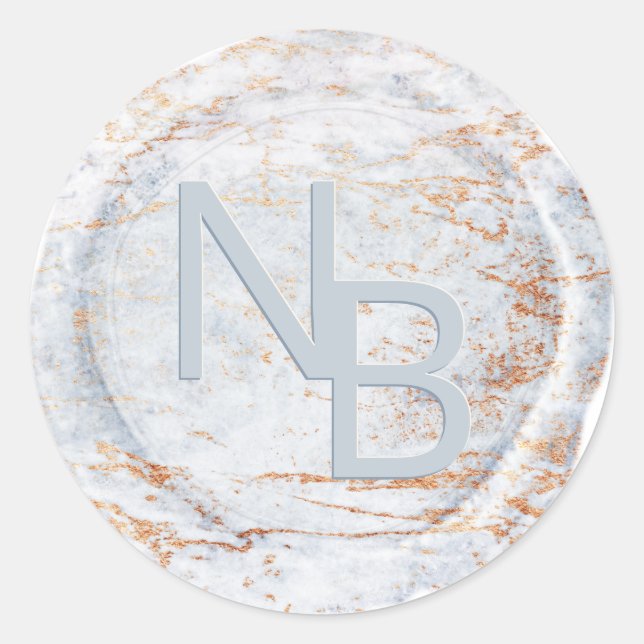 Rond Sticker en cire monogramme en marbre moderne (Devant)