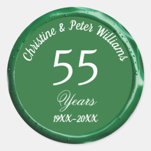 Rond Sticker en cire verte 55e Mariage Emeraude