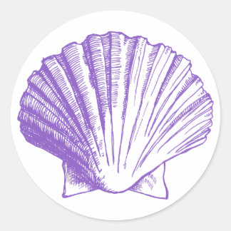 Rond Sticker en coquille de mer violet