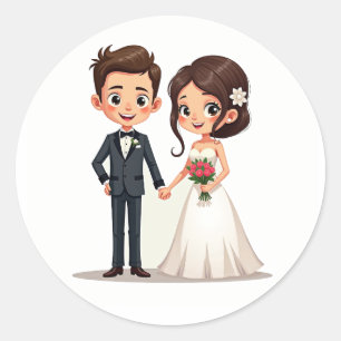 Rond Sticker en couple de mariage élégant