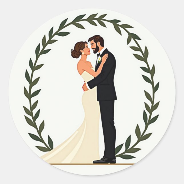 Rond Sticker en couple Mariage d'amour éternel (Devant)