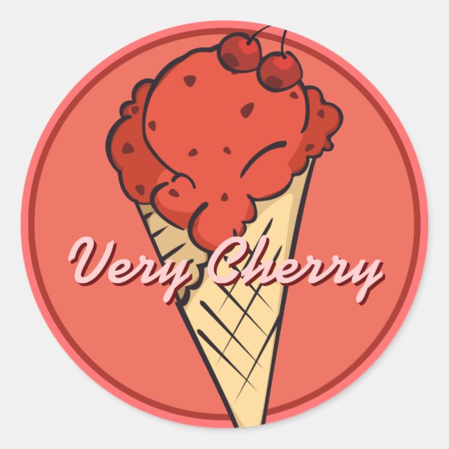 Rond Sticker en crème glacée cerise (Devant)