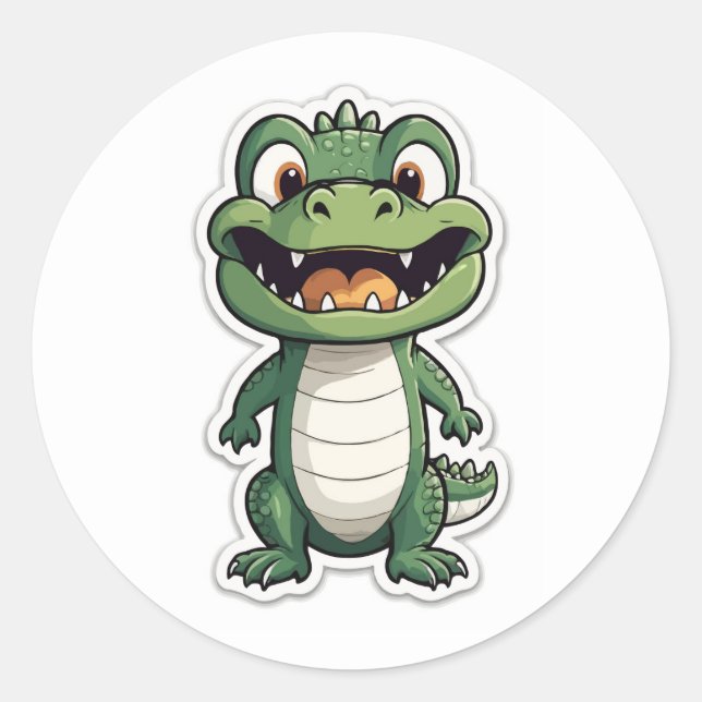 Rond Sticker en crocodile de dessin adorable - Cute Rep (Devant)