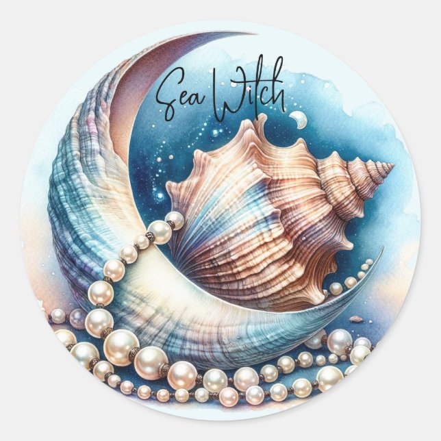 Rond Sticker en croûte de la lune Sea Witch Pearls (Devant)