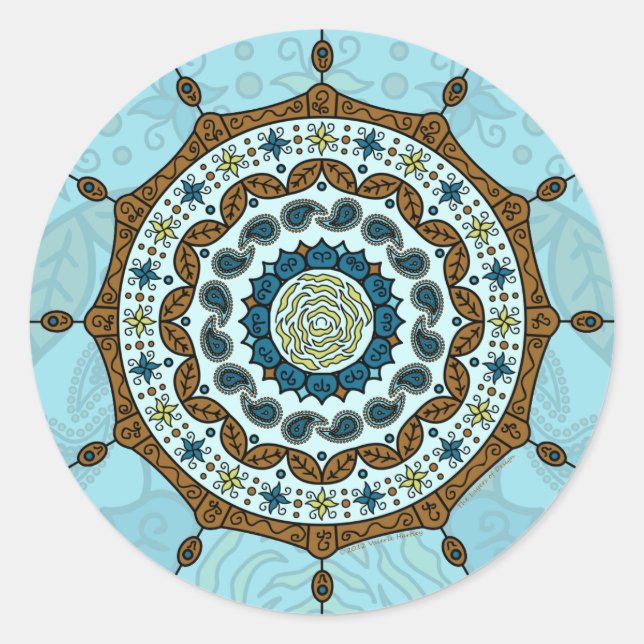 Rond Sticker en cuivre Imaginaire Mehndi (Devant)