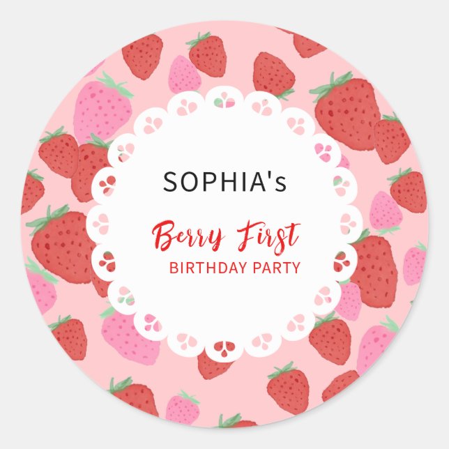 Rond Sticker en dentelle de fraise sucrée (Devant)