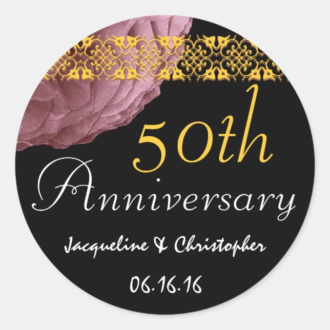 Rond Sticker en dentelle Rose 50e Anniversaire ROSE & O (Devant)