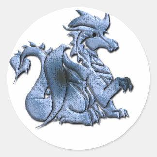 Rond Sticker en dragon à ailes bleues