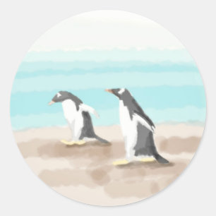 Rond Sticker en duo de pingouins