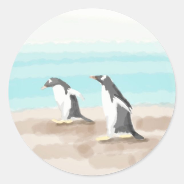 Rond Sticker en duo de pingouins (Devant)
