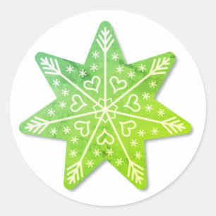 Rond Sticker en étoile de Noël décoré en vert