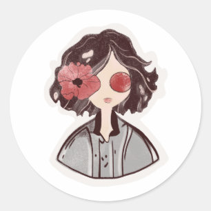 Rond Sticker en fleur lunaire