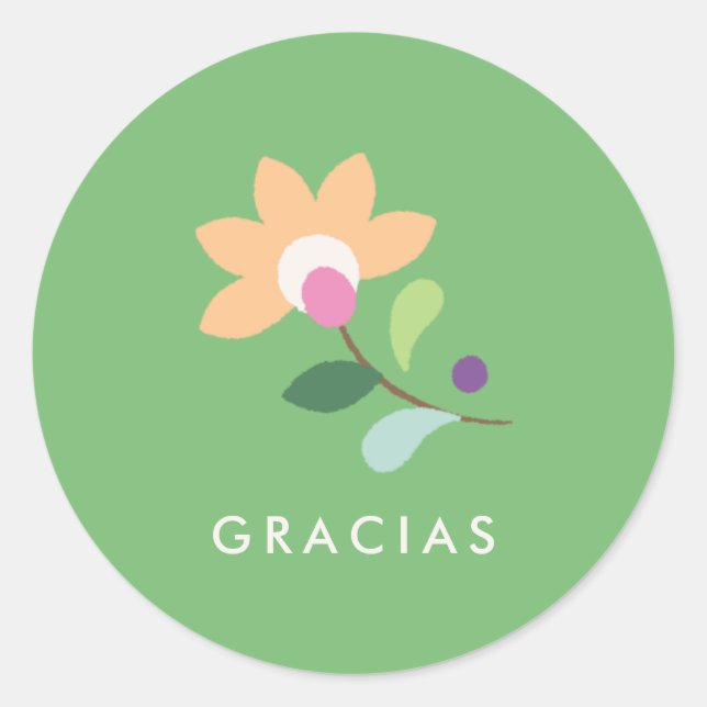 Rond Sticker en fleurs botaniques Cinco de Mayo - Verde (Devant)