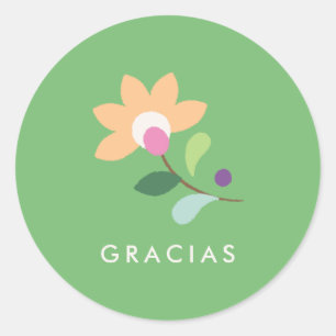 Rond Sticker en fleurs botaniques Cinco de Mayo - Verde