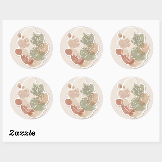 Rond Sticker en forme Abstraite minimale (Feuille)