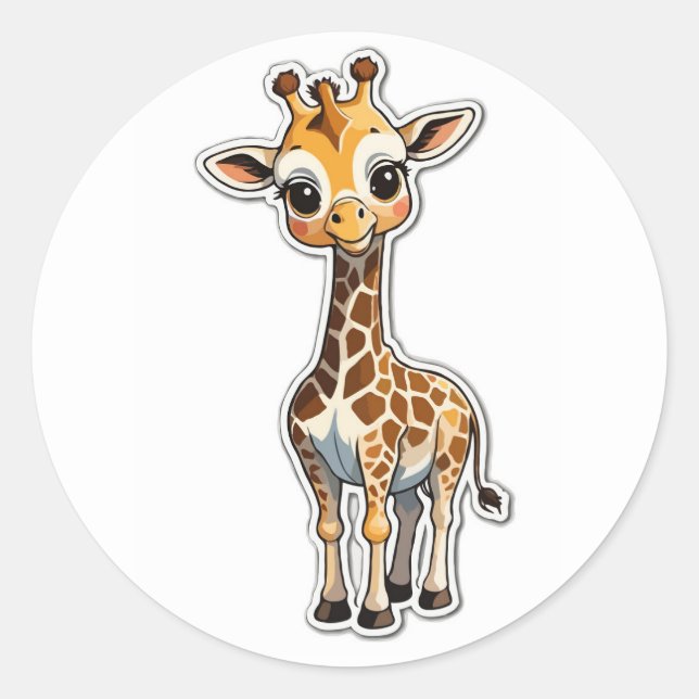Rond Sticker en girafe - Adorable Merveille à long cou (Devant)