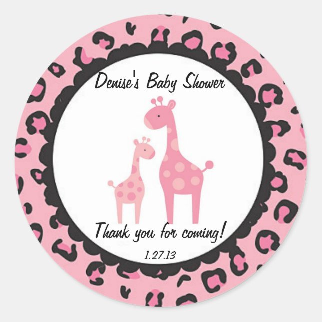 Rond Sticker en girafe rose Safari (Devant)