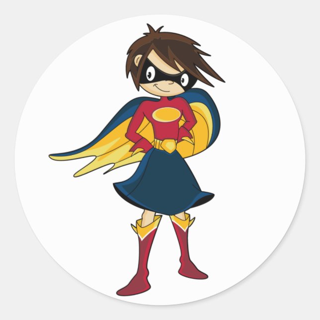 Rond Sticker en héros pour fille mignonne (Devant)