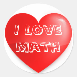 Rond Sticker en mathématiques I Love du professeur Chri