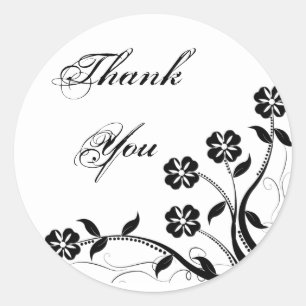 Rond Sticker en Merci à torsion florale Onyx