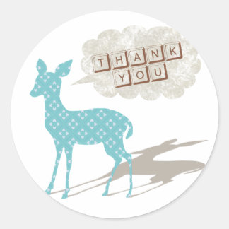 Rond Sticker en Merci Bleu Bambi