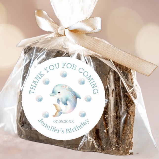 Rond Sticker en Merci bleu Dolphin (Créateur téléchargé)