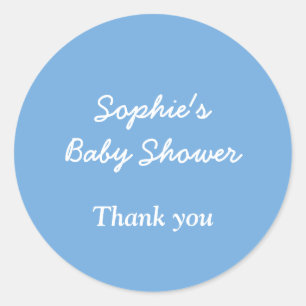 Rond Sticker en Merci bleu minimaliste baby shower