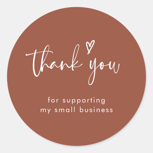 Rond Sticker en Merci Boho Terracotta Small Business (Devant)