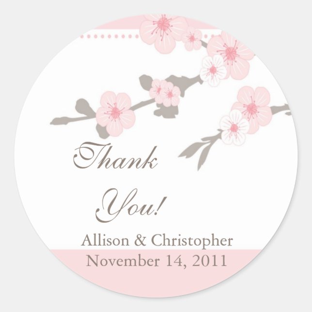 Rond Sticker en Merci cerise en fleurs (Devant)