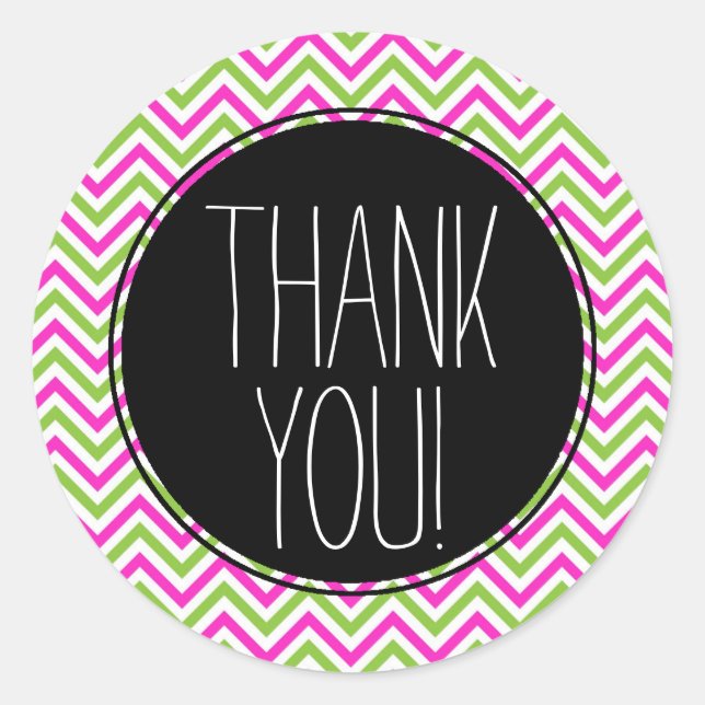 Rond Sticker en Merci Chevron coloré (Devant)
