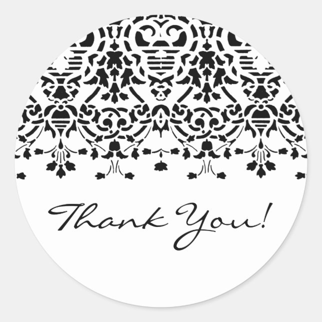 Rond Sticker en Merci Damas noir et blanc (Devant)