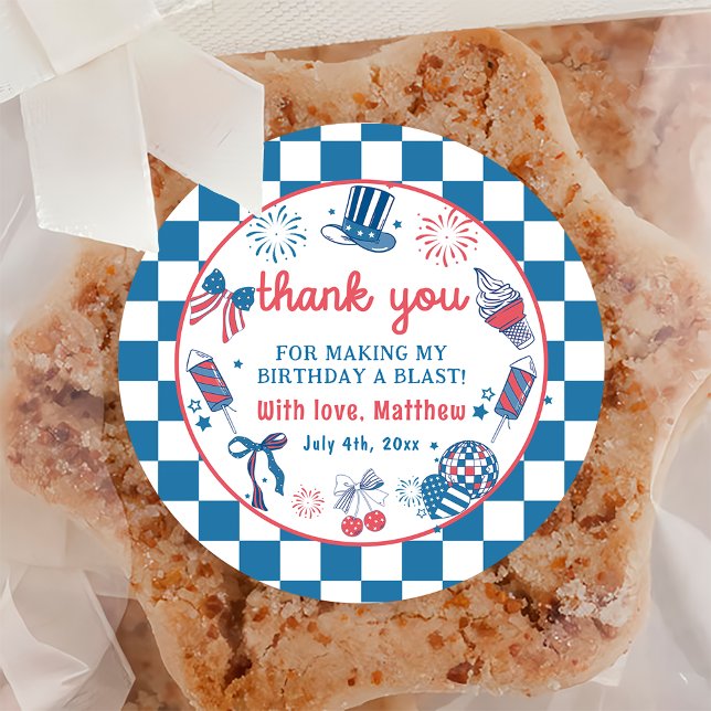 Rond Sticker en Merci d'anniversaire 4 juillet feux d'a (Créateur téléchargé)