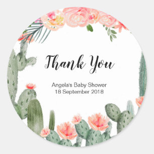 Rond Sticker en Merci d'aquarelle de pêche Succulente