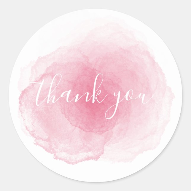 Rond Sticker en Merci d'aquarelle rose (Devant)