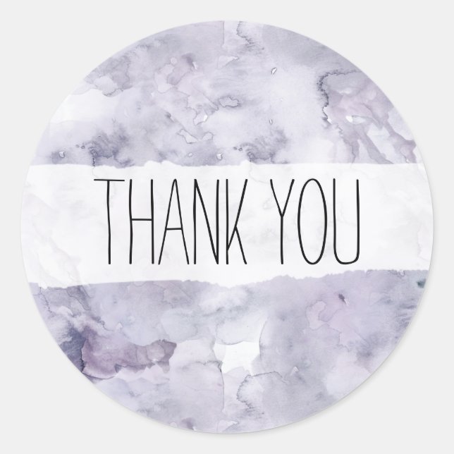 Rond Sticker en Merci d'aquarelle violette (Devant)
