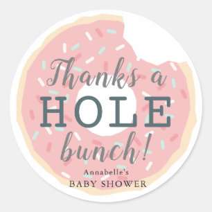 Rond Sticker en Merci de Baby shower de Donut rose