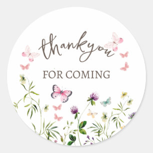 Rond Sticker en Merci de Baby shower Fleur sauvage