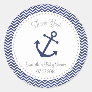 Rond Sticker en Merci de Baby shower nautique