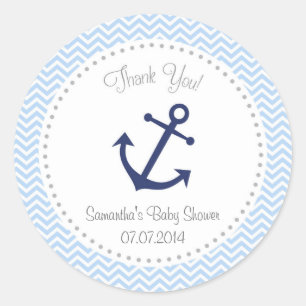 Rond Sticker en Merci de Baby shower nautique