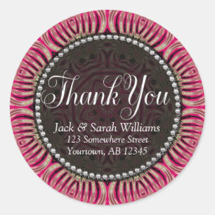 Rond Sticker en Merci de balise Pink Gold Favoriser