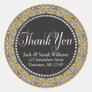 Rond Sticker en Merci de balise Silver Gold Eastern
