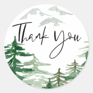 Rond Sticker en Merci de bois romantique aquarelle